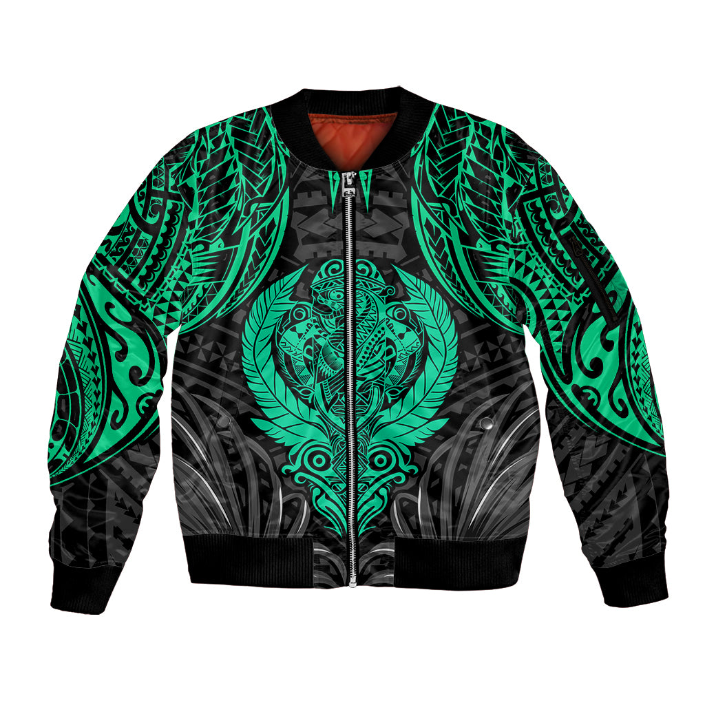 Polynesian Sleeve Zip Bomber Jacket Abstract Tiki TS04 Unisex Black/Yellow - Polynesian Pride