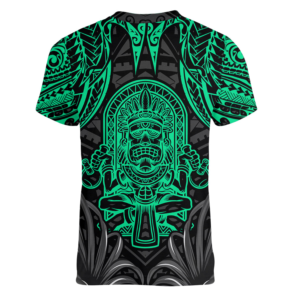 Polynesian Women V Neck T Shirt Abstract Tiki TS04 - Polynesian Pride