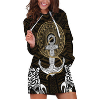 Polynesian Swordfish Hoodie Dress with Anchor Pattern and Tribal Turtle TS04 - Polynesian Pride
