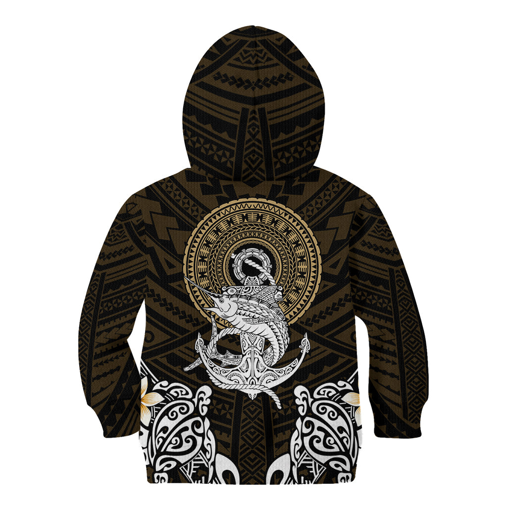 Polynesian Swordfish Kid Hoodie with Anchor Pattern and Tribal Turtle TS04 Hoodie Multicolor - Polynesian Pride