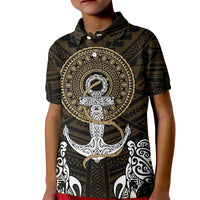 Polynesian Swordfish Kid Polo Shirt with Anchor Pattern and Tribal Turtle TS04 - Polynesian Pride