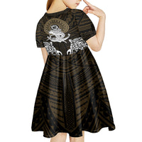 Polynesian Swordfish Kid Short Sleeve Dress with Anchor Pattern and Tribal Turtle TS04 - Polynesian Pride