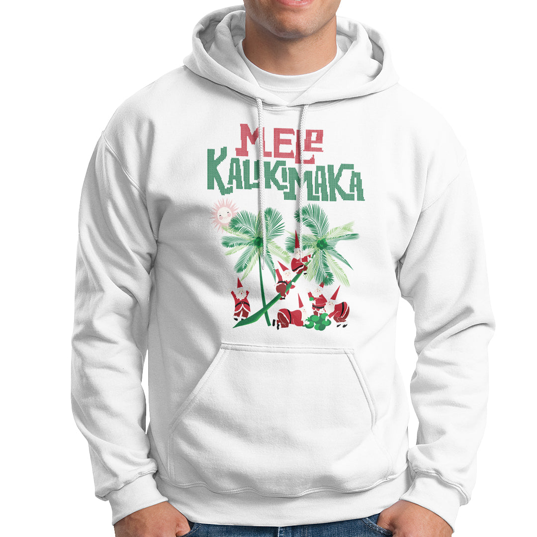 Mele Kalikimaka Santa Climb Palm Tree Hawaiian Christmas Hoodie TS09 White - Polynesian Pride