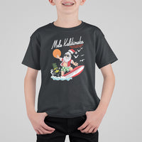 Mele Kalikimaka Surfing Santa Vintage Hawaiian Christmas T Shirt For Kid TS09 Black - Polynesian Pride