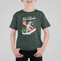 Mele Kalikimaka Surfing Santa Vintage Hawaiian Christmas T Shirt For Kid TS09 Dark Forest Green - Polynesian Pride