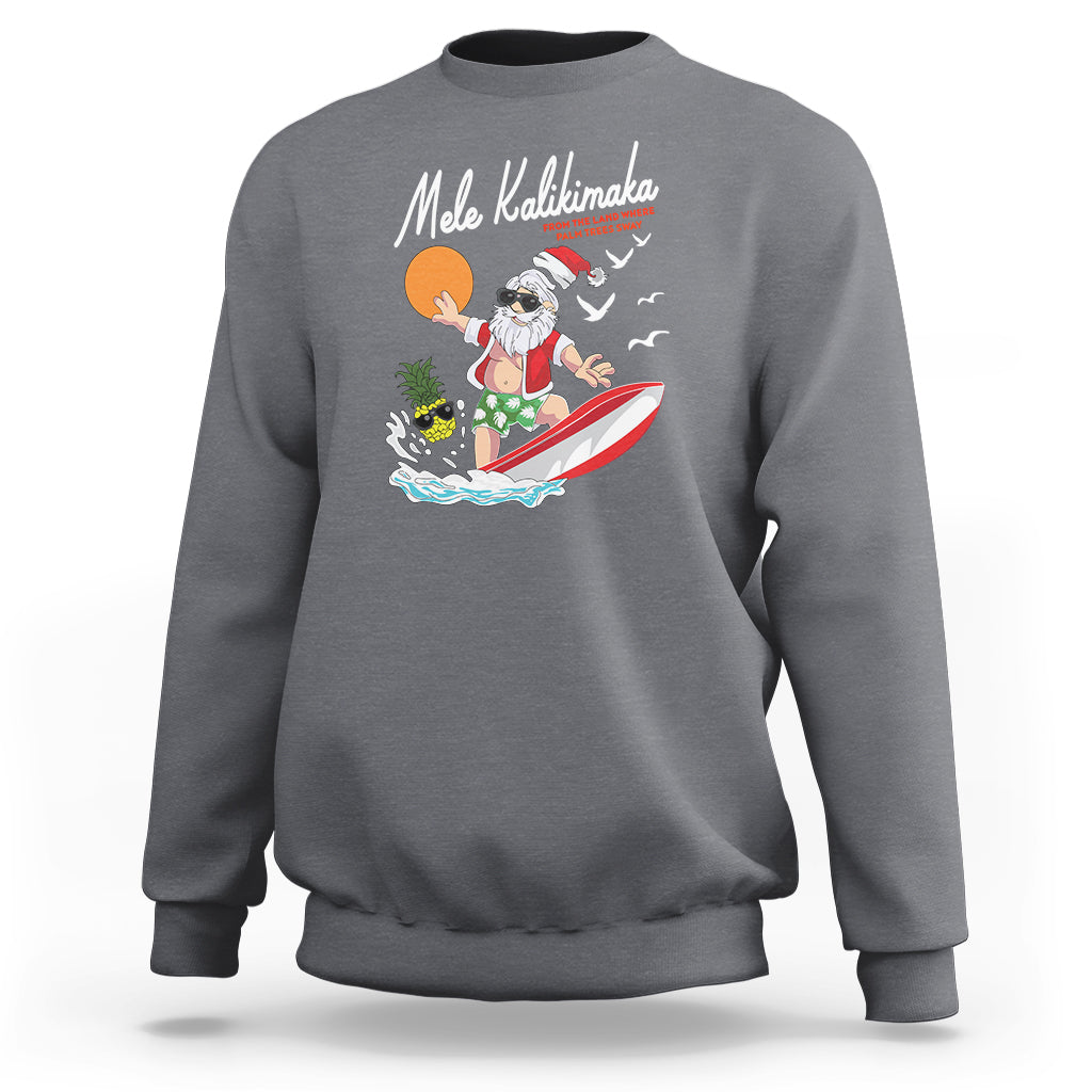 Mele Kalikimaka Surfing Santa Vintage Hawaiian Christmas Sweatshirt TS09 Charcoal - Polynesian Pride