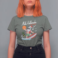 Mele Kalikimaka Surfing Santa Vintage Hawaiian Christmas T Shirt For Women TS09 Military Green - Polynesian Pride