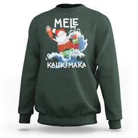 Mele Kalikimaka Surfing Cute Santa Hawaiian Christmas Sweatshirt TS09 Dark Forest Green - Polynesian Pride
