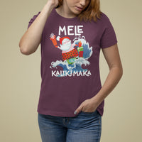 Mele Kalikimaka Surfing Cute Santa Hawaiian Christmas T Shirt For Women TS09 Maroon - Polynesian Pride