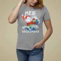 Mele Kalikimaka Surfing Cute Santa Hawaiian Christmas T Shirt For Women TS09 Sport Gray - Polynesian Pride
