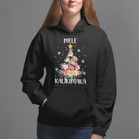 Mele Kalikimaka Hawaiian Christmas Tree Tropical Flower Hoodie TS09 Black - Polynesian Pride