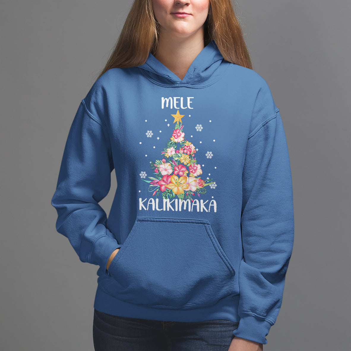 Mele Kalikimaka Hawaiian Christmas Tree Tropical Flower Hoodie TS09 Royal Blue - Polynesian Pride
