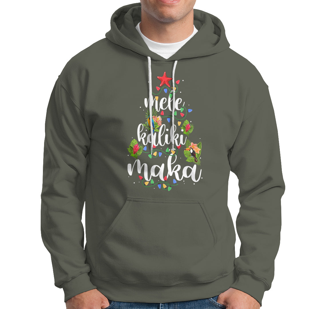 Mele Kalikimaka Hawaiian Christmas Tree Hoodie TS09 Military Green - Polynesian Pride