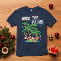 Christmas In Hawaii T Shirt Deck the Palms Firework Merry Christmas Flamingo TS09 Navy - Polynesian Pride