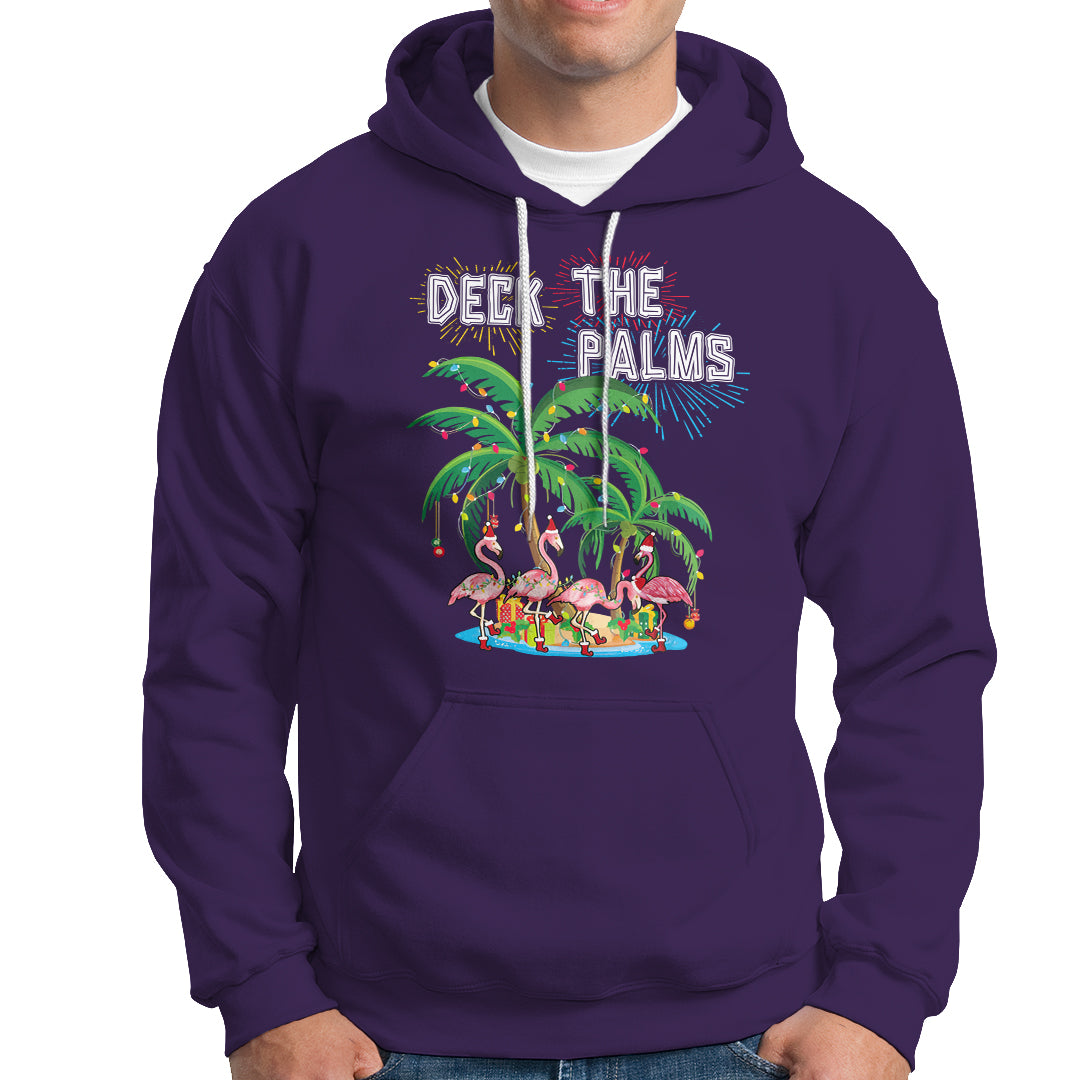Christmas In Hawaii Hoodie Deck the Palms Firework Merry Christmas Flamingo TS09 Purple - Polynesian Pride