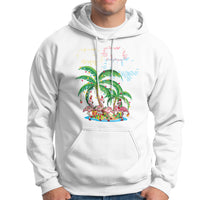 Christmas In Hawaii Hoodie Deck the Palms Firework Merry Christmas Flamingo TS09 White - Polynesian Pride