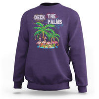 Christmas In Hawaii Sweatshirt Deck the Palms Firework Merry Christmas Flamingo TS09 Purple - Polynesian Pride