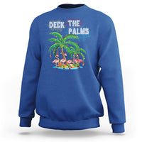 Christmas In Hawaii Sweatshirt Deck the Palms Firework Merry Christmas Flamingo TS09 Royal Blue - Polynesian Pride