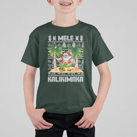Mele Kalikimaka Santa Hawaiian Christmas Hula Dance T Shirt For Kid TS09 Dark Forest Green - Polynesian Pride