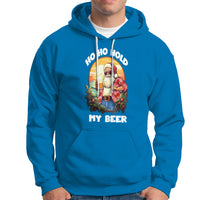 Christmas In Hawaii Hoodie Ho Ho Hold My Beer Cool Santa Sunglass TS09 Sapphire - Polynesian Pride