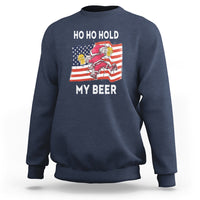 Christmas In Hawaii Sweatshirt Ho Ho Hold My Beer Drunk Santa USA Flag TS09 Navy - Polynesian Pride