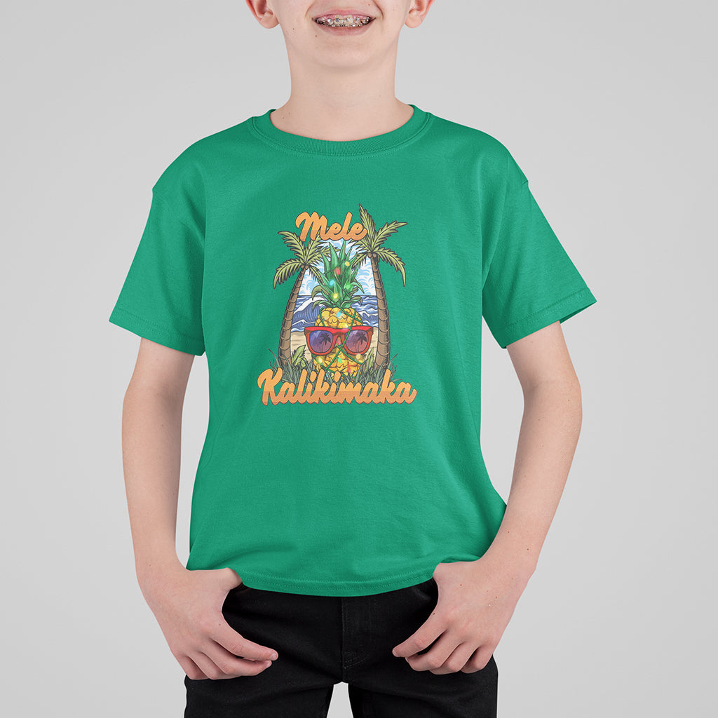 Mele Kalikimaka Christmas In Hawaii Xmas Light Pineapple T Shirt For Kid TS09 Irish Green - Polynesian Pride