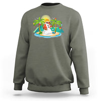Christmas In Hawaii Sweatshirt Hawaiian Snowman Xmas Palm Tree At The Beach TS09 Military Green - Polynesian Pride