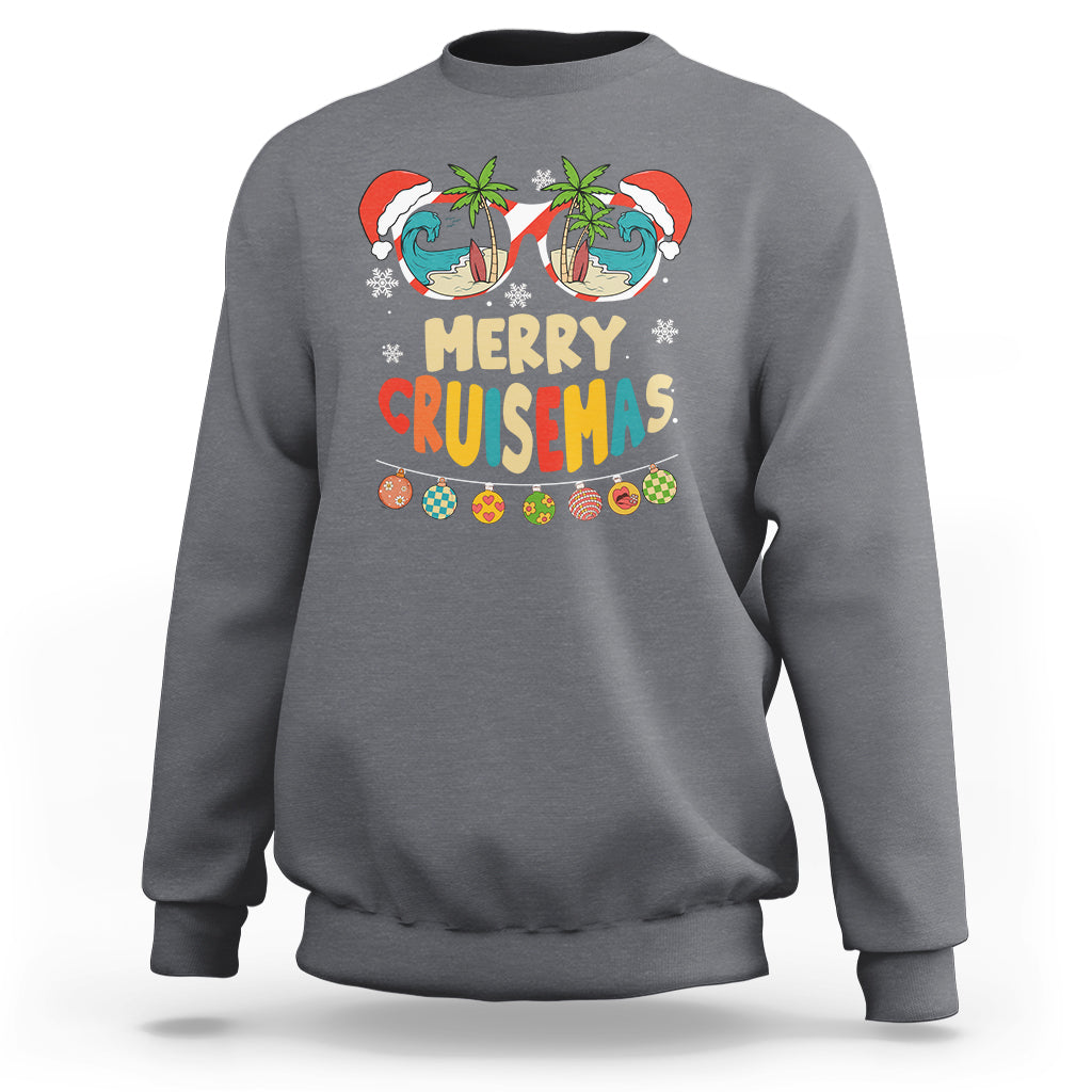 Merry Cruisemas Hawaiian Christmas Palm Tree Sunglass Sweatshirt TS09 Charcoal - Polynesian Pride