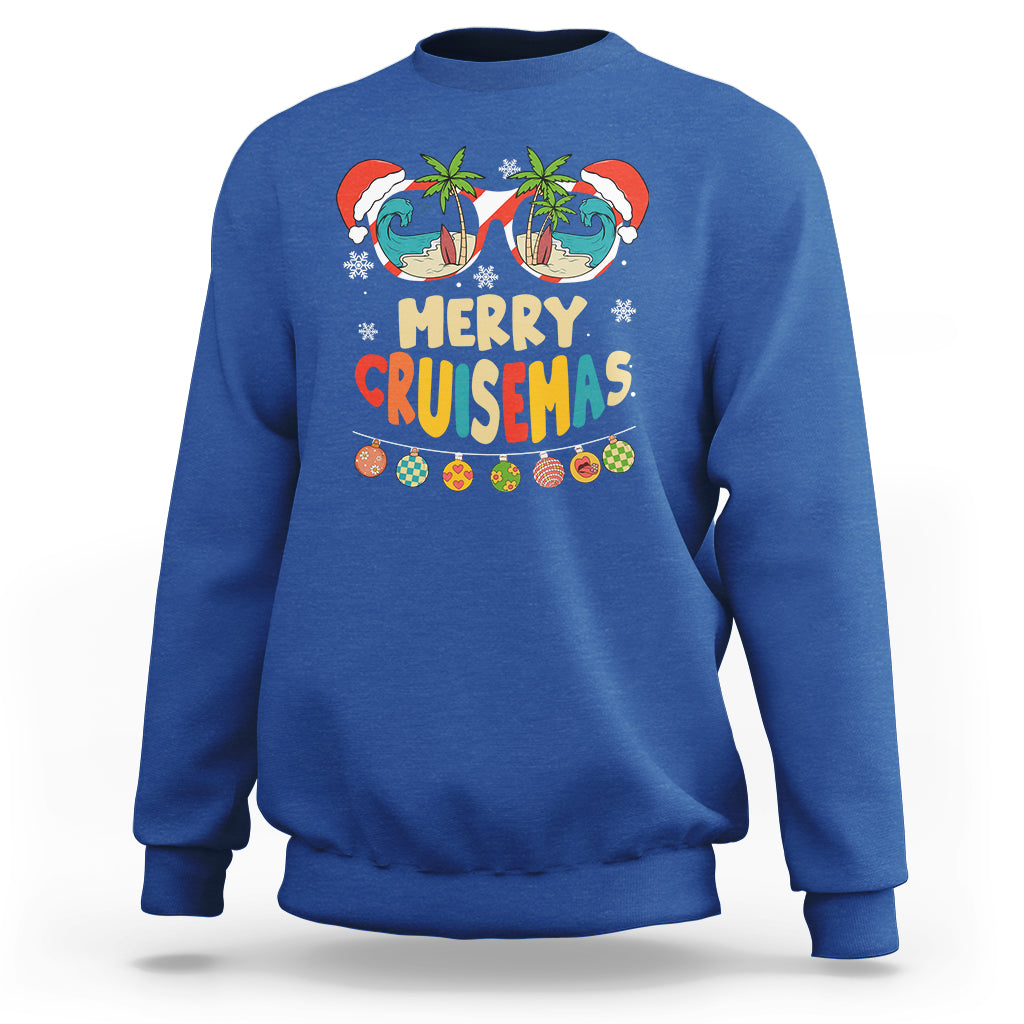 Merry Cruisemas Hawaiian Christmas Palm Tree Sunglass Sweatshirt TS09 Royal Blue - Polynesian Pride