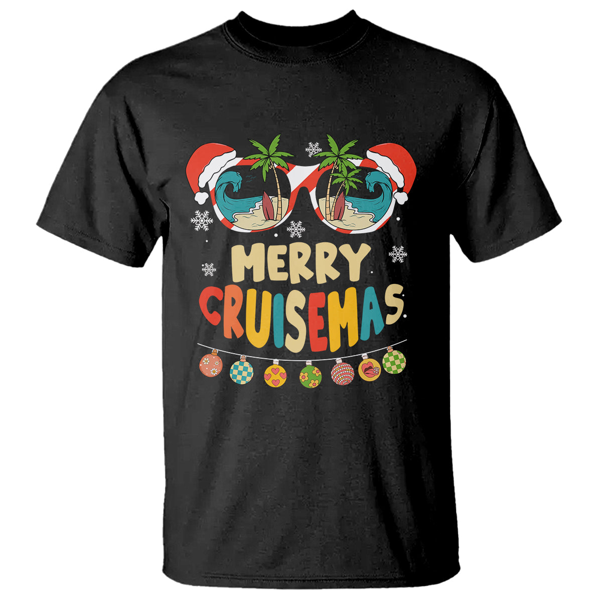 Merry Cruisemas Hawaiian Christmas Palm Tree Sunglass T Shirt TS09 Black - Polynesian Pride