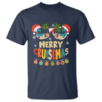 Merry Cruisemas Hawaiian Christmas Palm Tree Sunglass T Shirt TS09 Navy - Polynesian Pride
