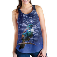 Tui Bird Matariki Galaxy Women Racerback Tank Koru Silver Fern Aotearoa