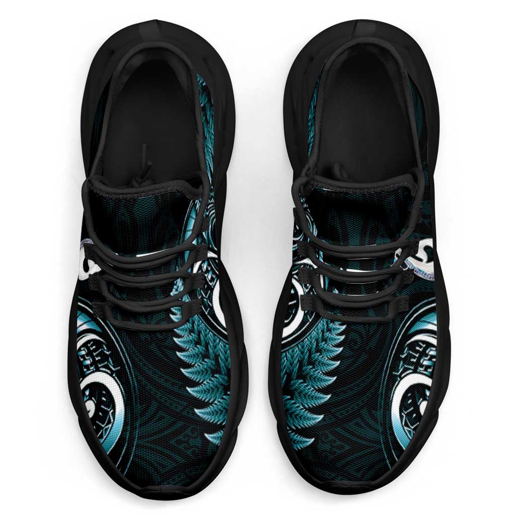 Turquoise New Zealand Clunky Sneakers Aotearoa Silver Fern With Manaia Maori Unique LT14 - Polynesian Pride