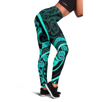 Turquoise New Zealand Mangopare Leggings Aotearoa Maori Koru Style LT14