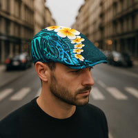 Turquosie Polynesia Jeff Hat Plumeria Tropical Leaves Galaxy Polynesian Art - Polynesian Pride