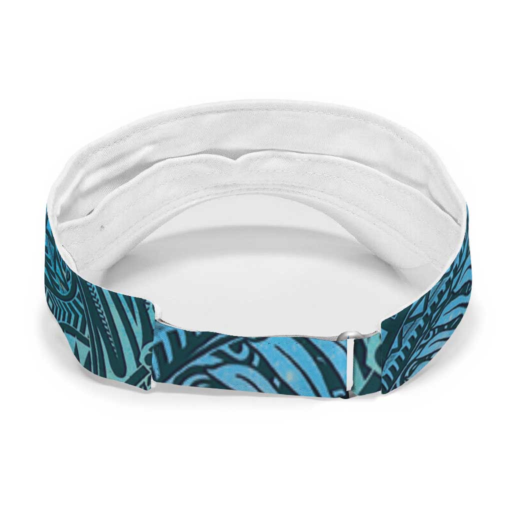 Turquosie Polynesia Sun Visor Cap Plumeria Tropical Leaves With Galaxy Polynesian Art