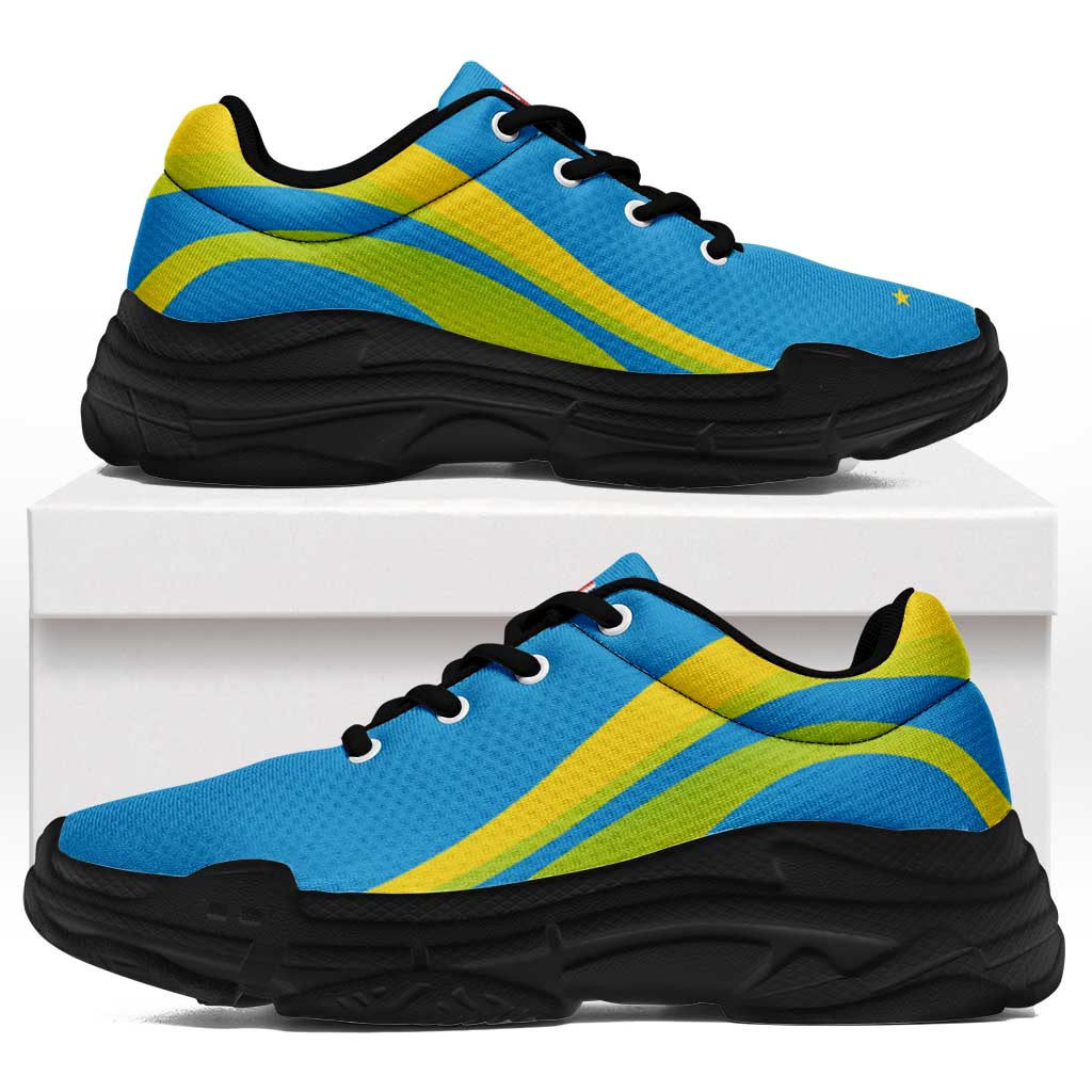 Tuvalu Chunky Sneakers Flag-Inspired Curve Style
