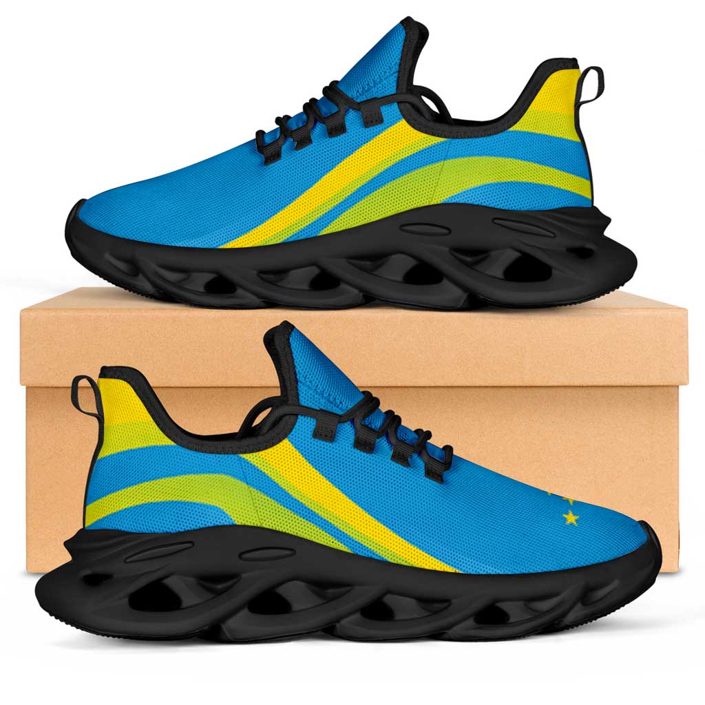 Tuvalu Clunky Sneakers Flag-Inspired Curve Style LT05 Cyan - Polynesian Pride