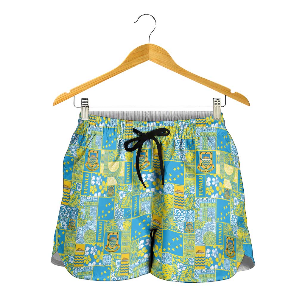Tuvalu Manuia te Kilisimasi Shorts for Women Pacific Patchwork Xmas Vibes - Polynesian Pride