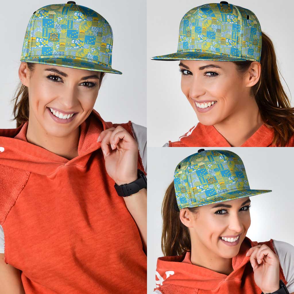 Tuvalu Manuia te Kilisimasi Snapback Cap Pacific Patchwork Xmas Vibes - Polynesian Pride