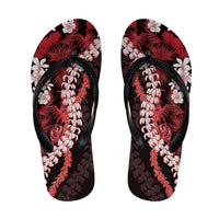 Ulaula Aloha Hawaii Lei Flip Flops Tropical Flowers Elegant Vibe LT14 Red - Polynesian Pride