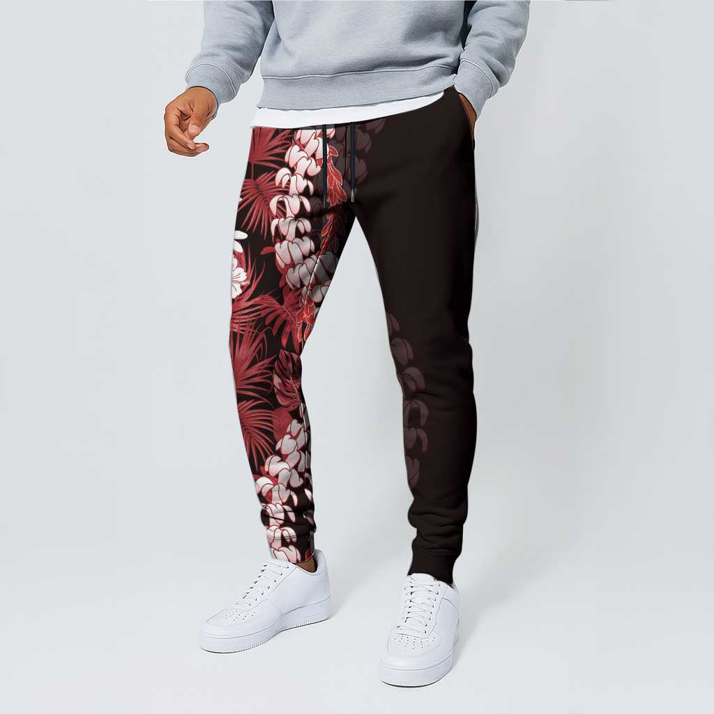 Ulaula Aloha Hawaii Lei Jogger Pants Tropical Flowers Elegant Vibe - Polynesian Pride