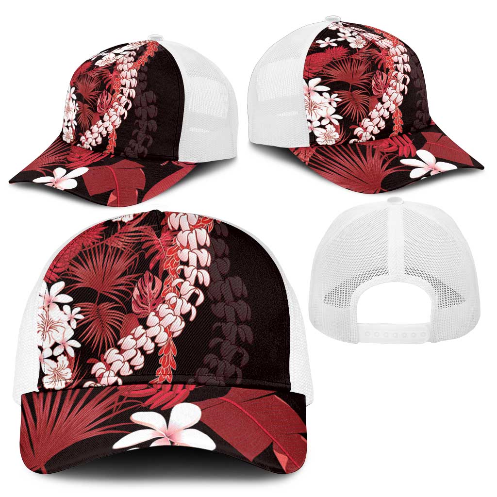 Ulaula Aloha Hawaii Lei Mesh Trucker Cap Tropical Flowers Elegant Vibe - Polynesian Pride