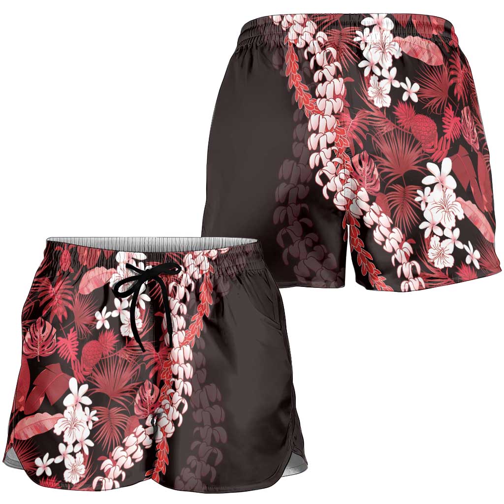 Ulaula Aloha Hawaii Lei Shorts for Women Tropical Flowers Elegant Vibe - Polynesian Pride