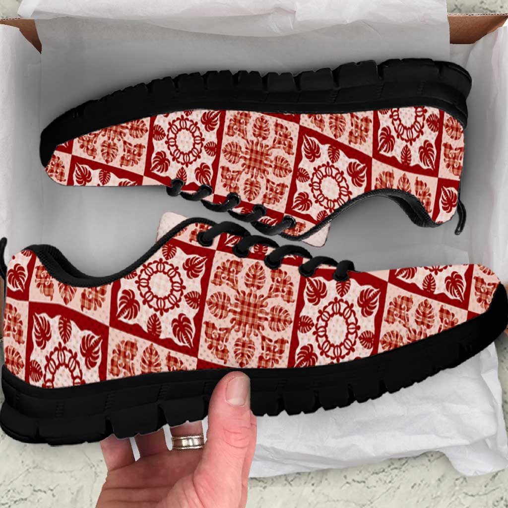 Ulaula Palaka Quilt Hawaii Sneakers Hawaiian Tropical Monstera Sea Turtle