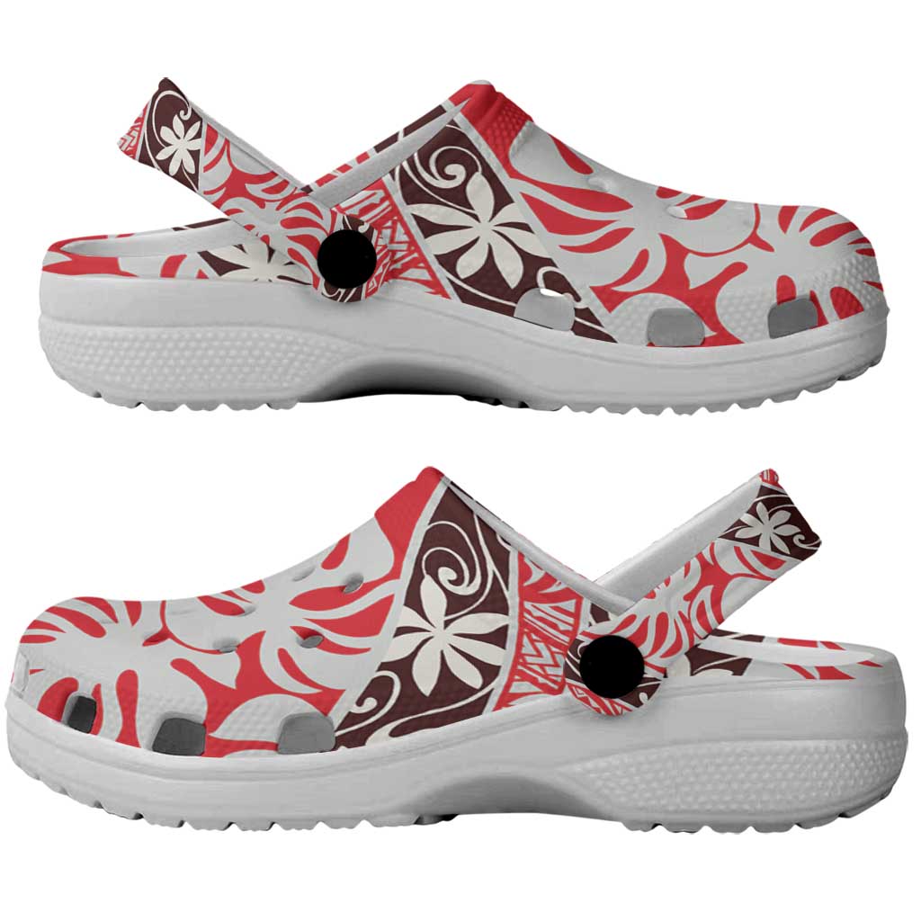 Uteute Tahiti Tiare Monstera Clogs Shoes Polynesian Pattern Curve Style - Polynesian Pride