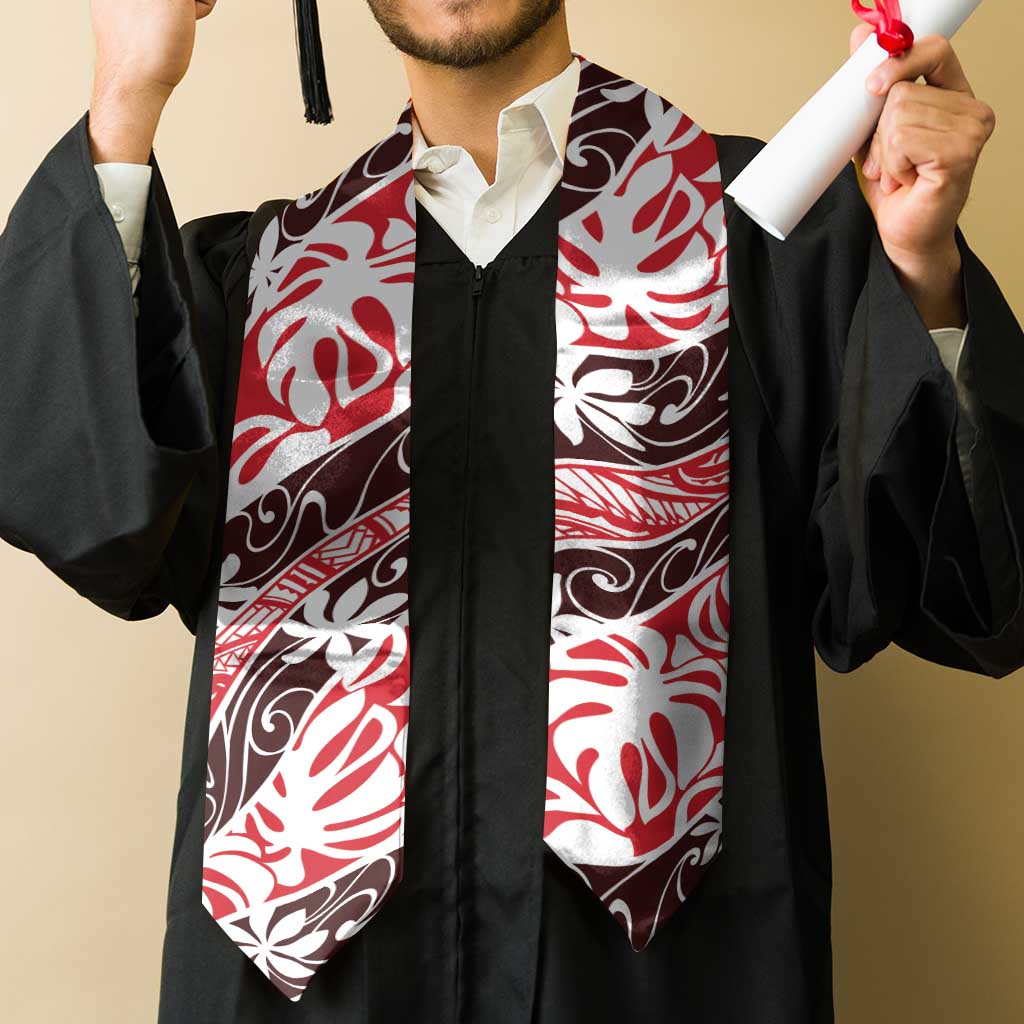 Uteute Tahiti Tiare Monstera Graduation Stole Polynesian Pattern Curve Style LT01 - Polynesian Pride