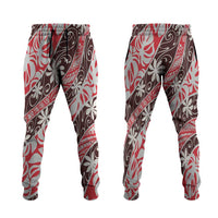 Uteute Tahiti Tiare Monstera Jogger Pants Polynesian Pattern Curve Style - Polynesian Pride