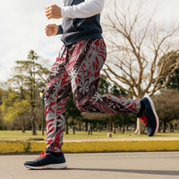 Uteute Tahiti Tiare Monstera Jogger Pants Polynesian Pattern Curve Style - Polynesian Pride