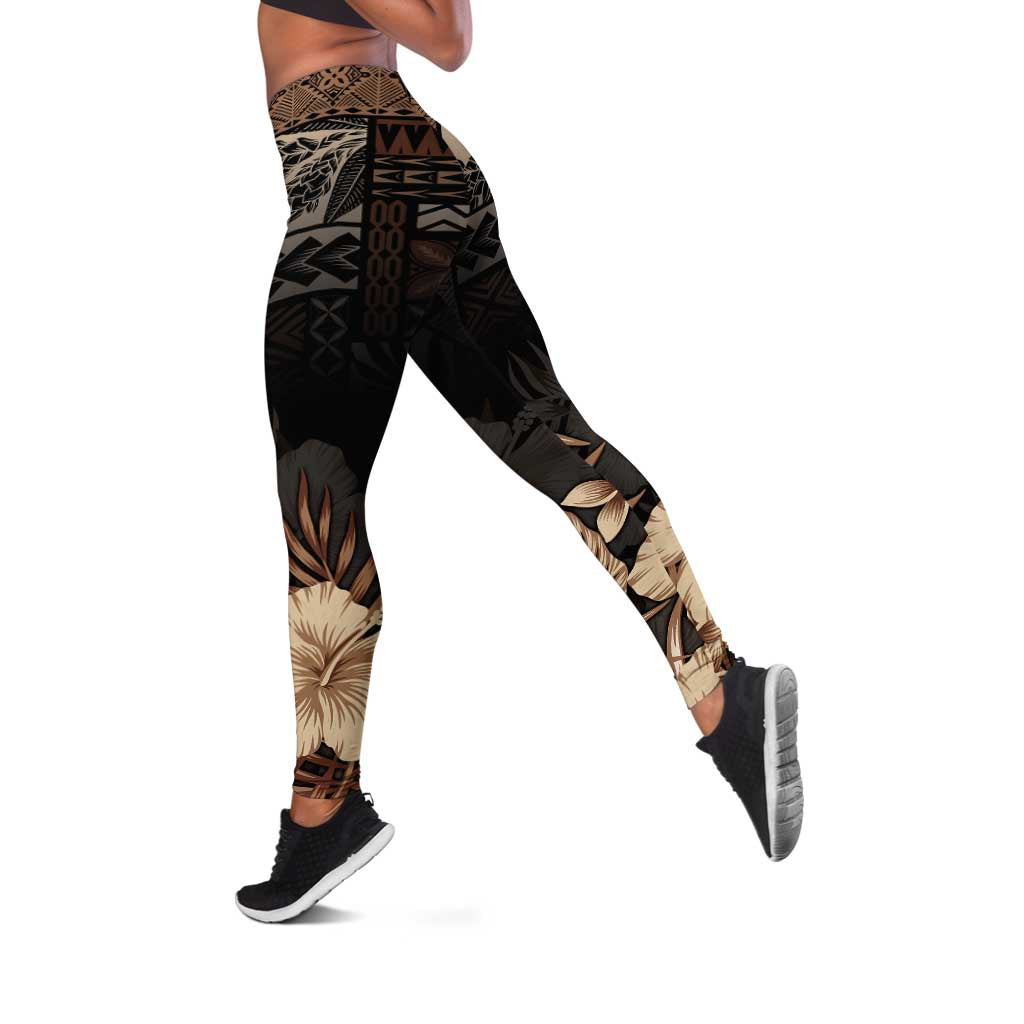 Vaiaso o le Gagana Samoa Leggings Siapo Motif Black LT7 Black - Polynesian Pride